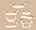 Vector collection of decorative design elements - ribbons, frames, stickers, labels. Royalty Free Stock Photo